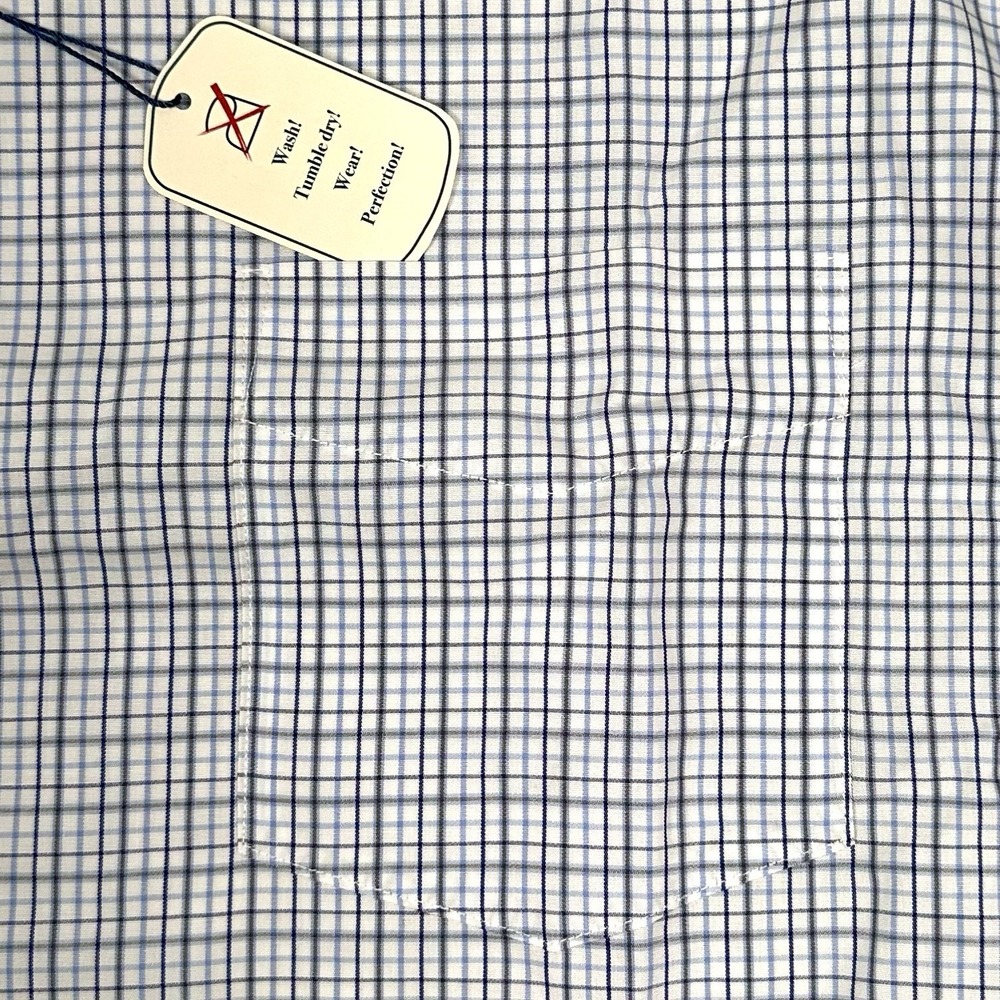 UNTUCKit Shirt Men 3XL Casarena Blue Check Long Sleeve Pocket Button Down Cotton - Picture 6 of 9